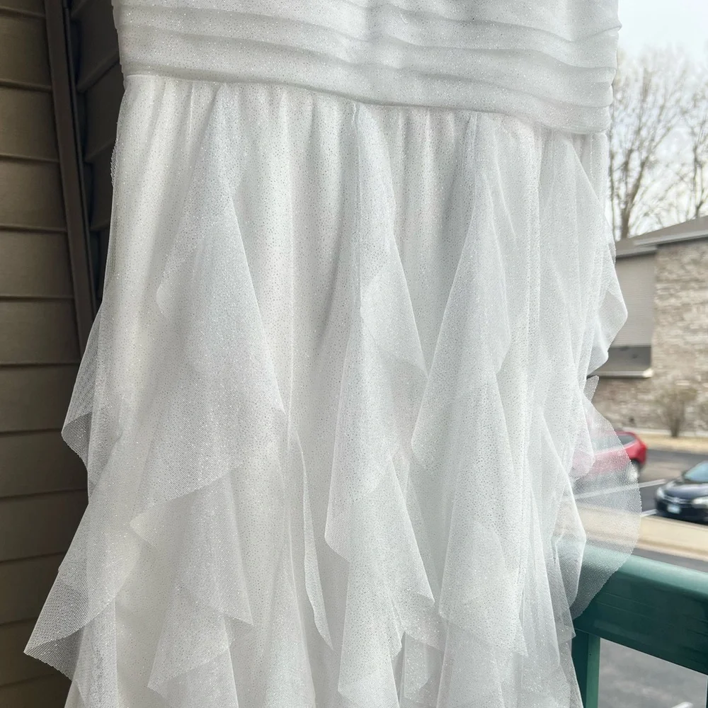 🆕 Pear Culture White Ruffle Women’s Spaghetti Strap Wedding Dress 13/14(S,M) - Picture 8 of 12